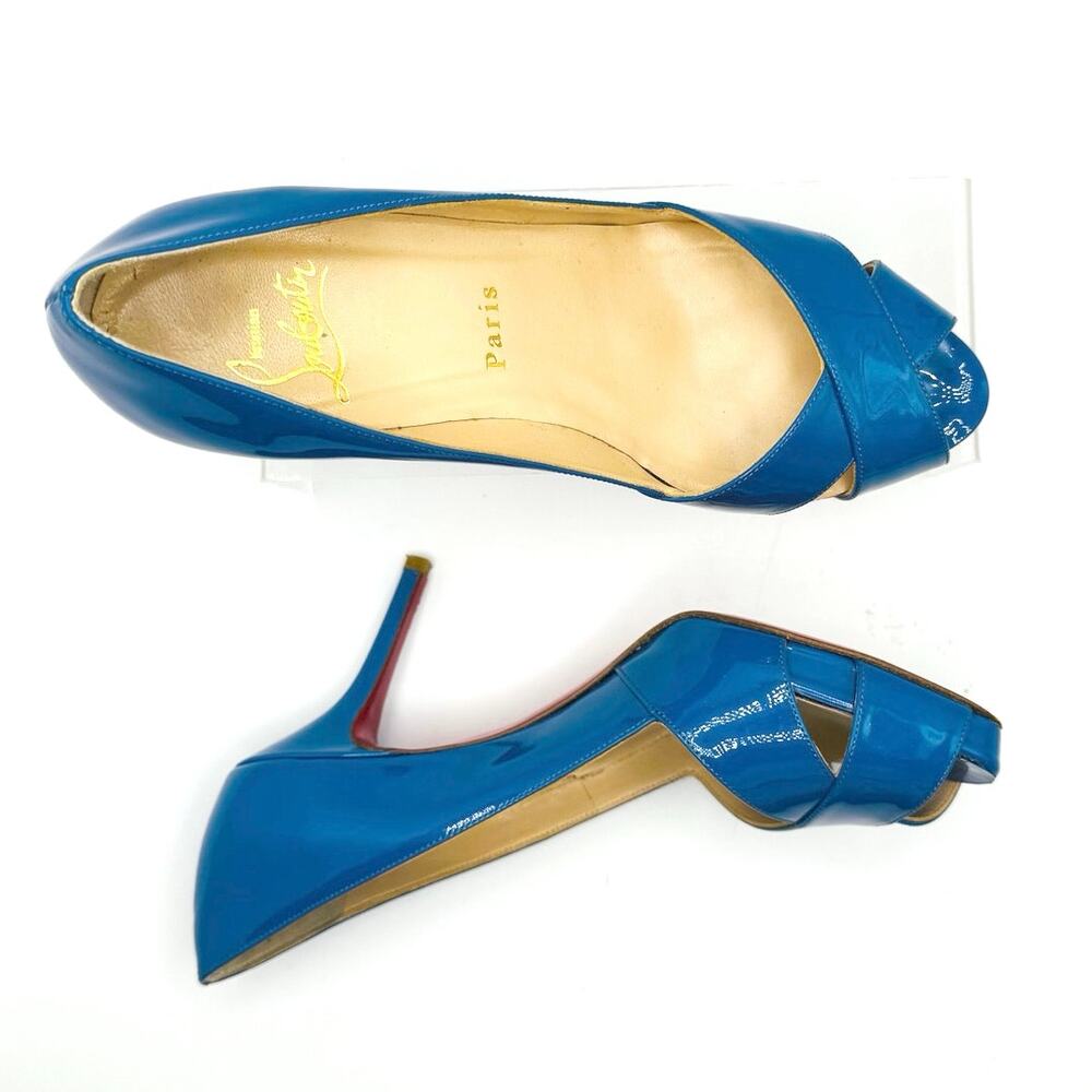 CHRISTIAN LOUBOUTIN  Classic Patent Blue Shelley 90 Pumps  size EU 36 - Picture 2 of 11
